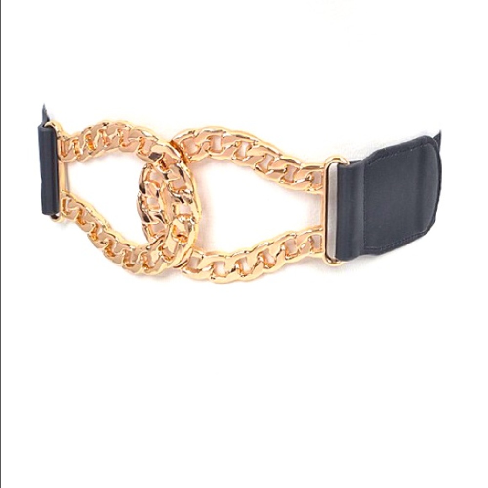 Gold Metal Elastic Corset Wide Waist Statement Belt